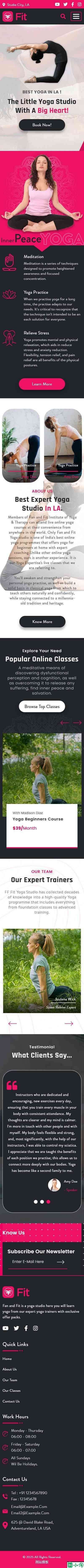 创意瑜伽工作室课程培训网站模板-手机预览